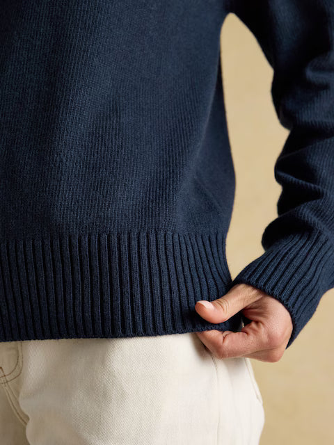 Joules Alba Navy Fairisle High Neck Cotton-Blend Jumper