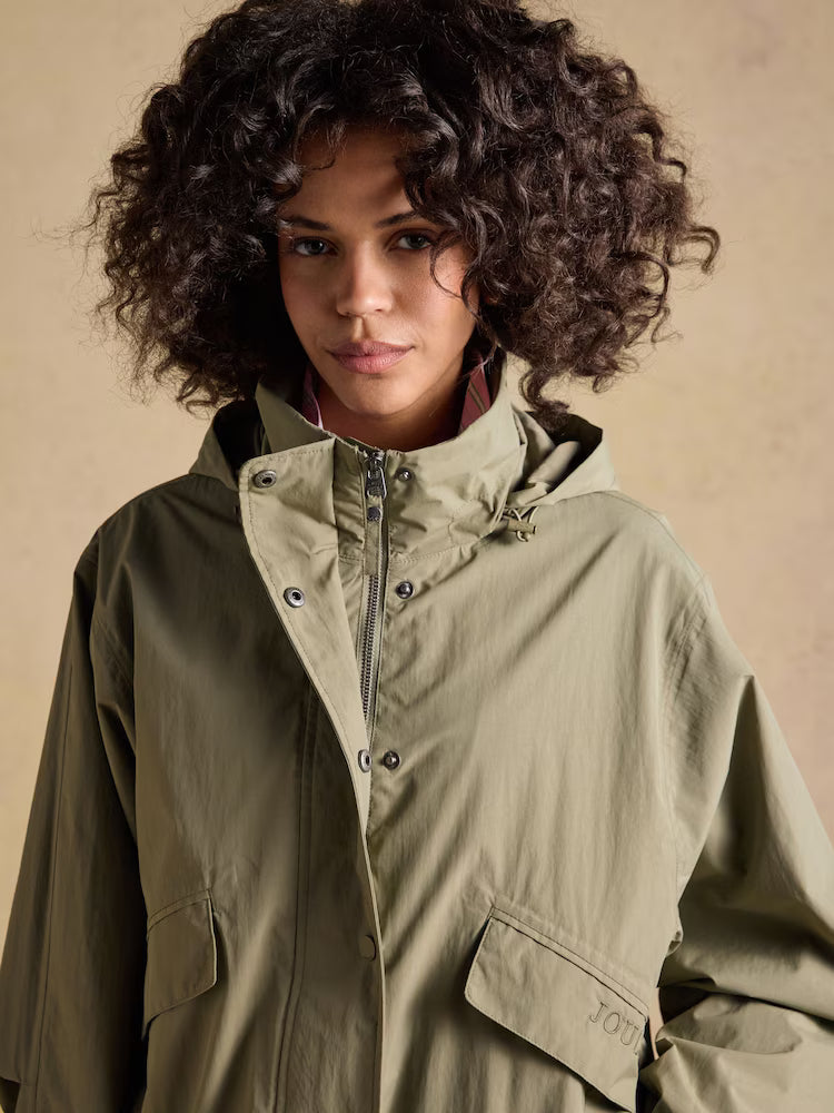 JOULES Hove Khaki Green Waterproof Windbreaker Jacket for Women - Stay Dry & Stylish