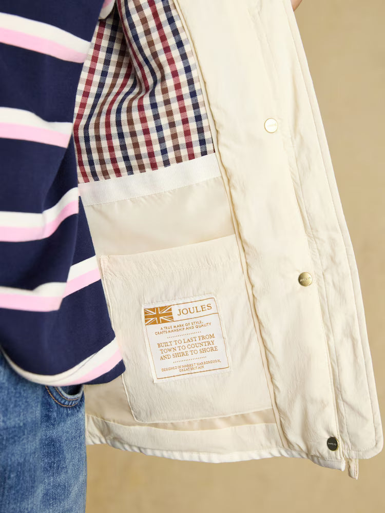 Joules Highclere Showerproof Diamond Quilted Jacket Neutral