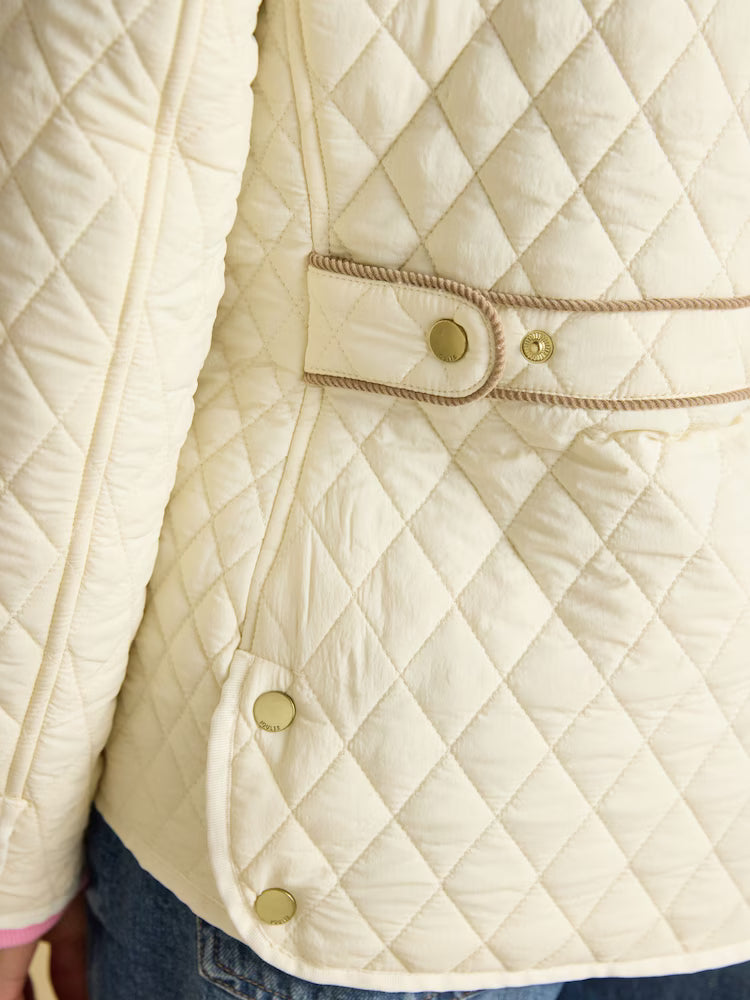 Joules Highclere Showerproof Diamond Quilted Jacket Neutral