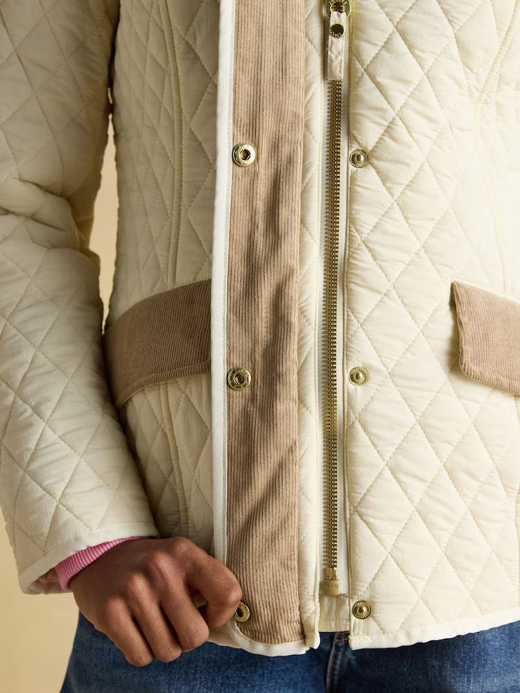 Joules Highclere Showerproof Diamond Quilted Jacket Neutral