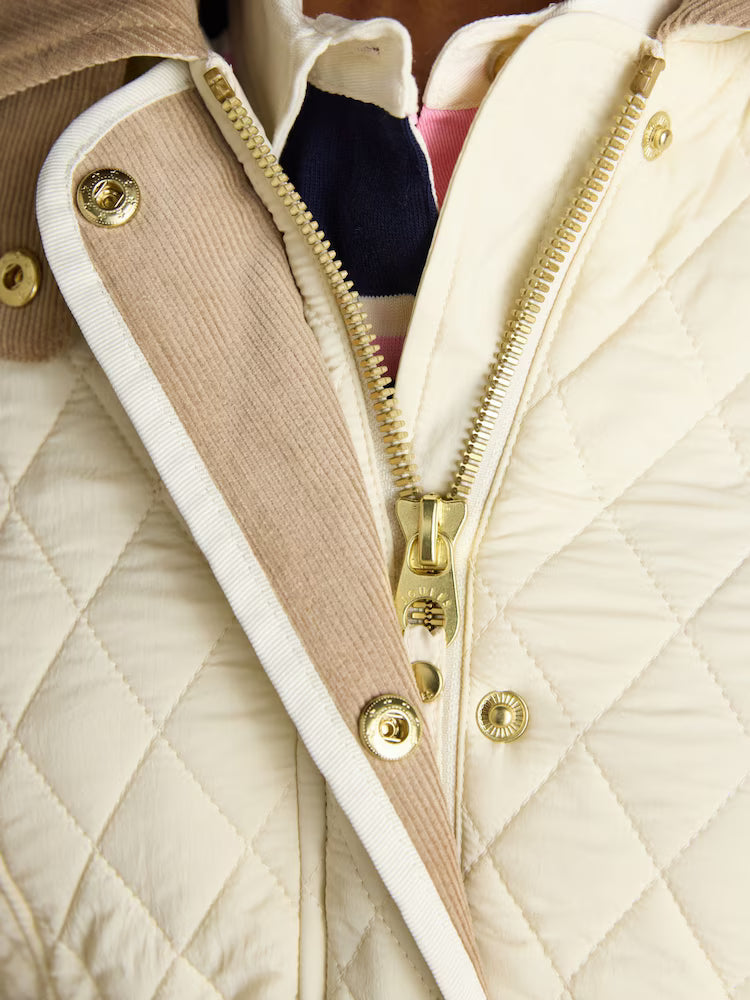 Joules Highclere Showerproof Diamond Quilted Jacket Neutral