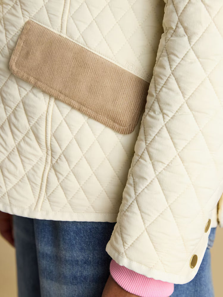 Joules Highclere Showerproof Diamond Quilted Jacket Neutral