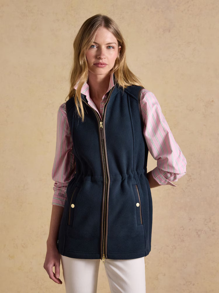 Joules Heritage Navy Blue Longline Fleece Gilet