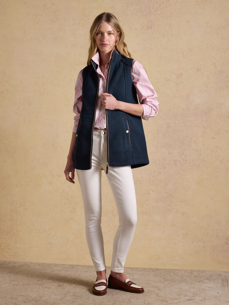 Joules Heritage Navy Blue Longline Fleece Gilet
