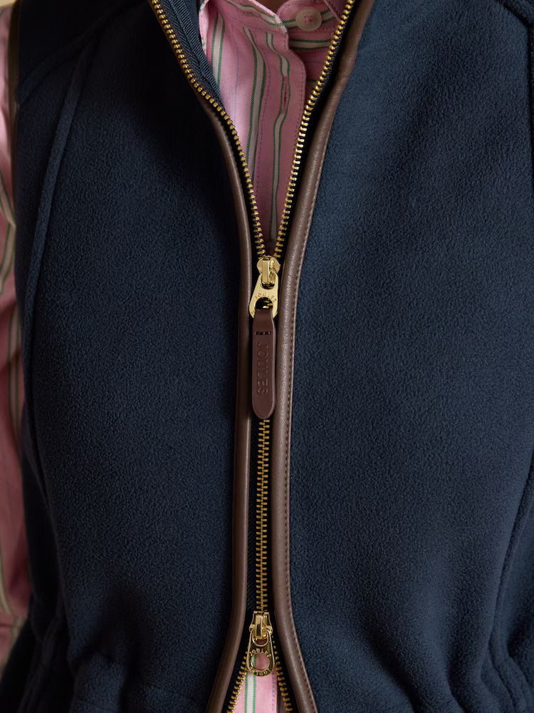 Joules Heritage Navy Blue Longline Fleece Gilet