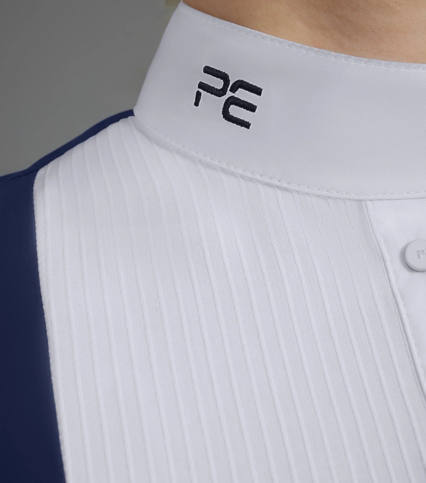 PREMIER EQUINE Famosa Navy Competition Shirt. Equestrian Show Apparel. Equiflair Stockist.