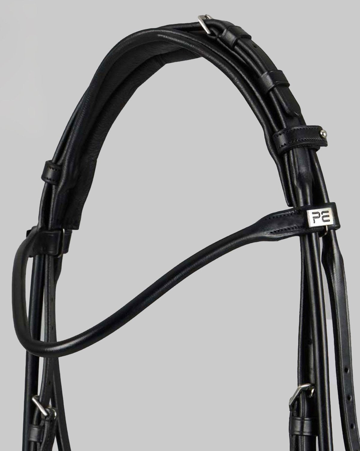 PREMIER EQUINE FINETTI Black Rolled Leather Snaffle Bridle. Anatomical Horse Bridle. Equestrian Equipment.