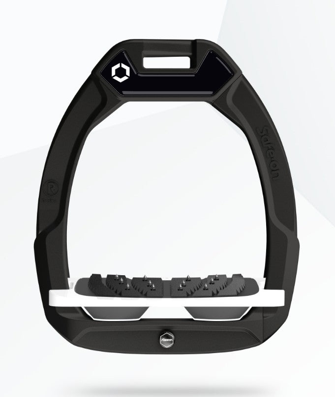 Flex-On Safe-On Inclined Ultra Grip Stirrups Black/White/Dark Grey - Equestrian Safety