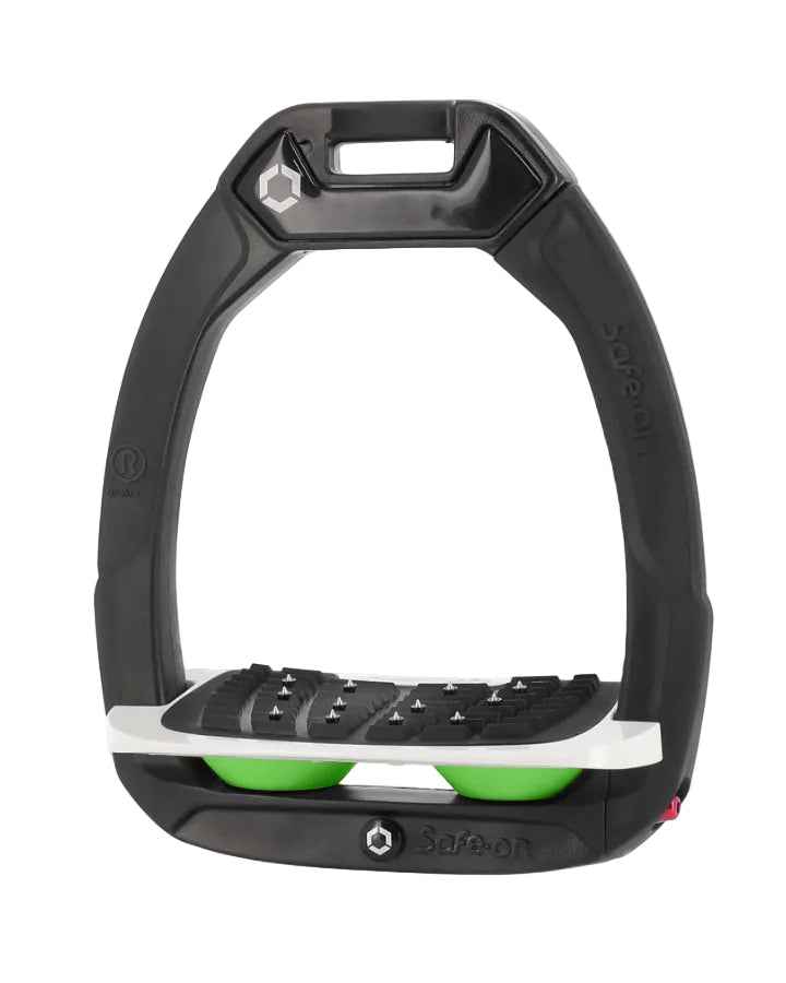 Flex-On Safe-On Inclined Ultra Grip Stirrups Black/White/Green