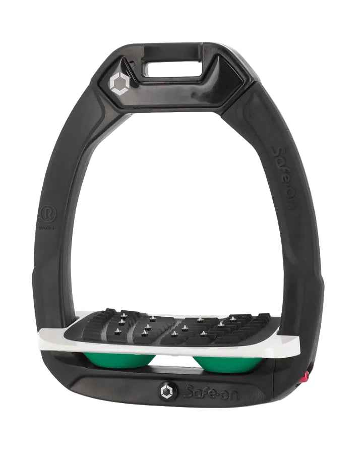 Flex-On Safe-On Inclined Ultra Grip Stirrups Black/White/Irish Green