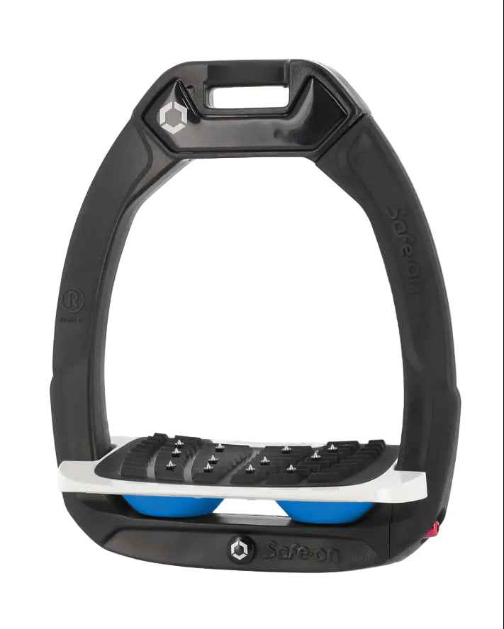 Flex-On Safe-On Stirrups Inclined Ultra Grip Black White Light Blue