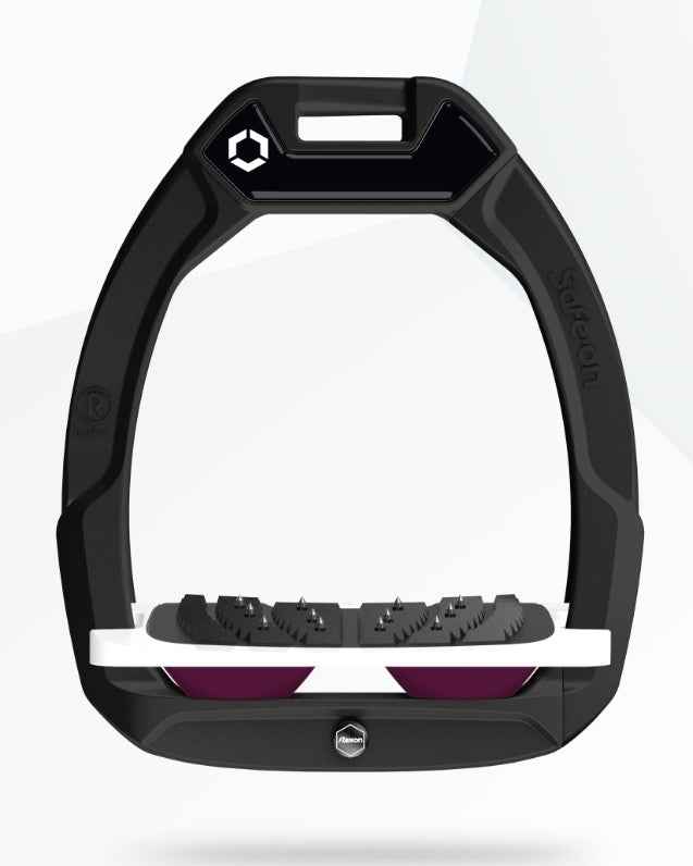 Flex-On Safe-On Inclined Ultra Grip Stirrups Black/White/Plum