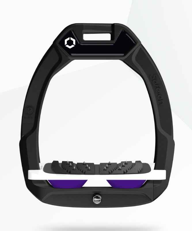 Flex-On Safe-On Inclined Ultra Grip Stirrups Black/White/Purple