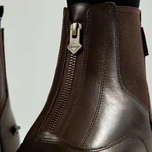 LeMieux Zip Paddock Boot - Brown Leather Equestrian Ankle Boots with Zipper. Premium Horse Riding Footwear