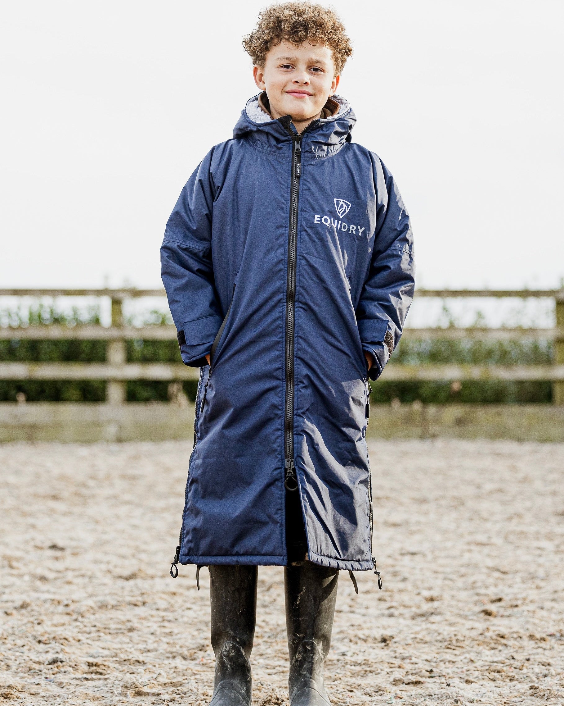 EQUIDRY Original Children's Thick Fleece Navy/Grey