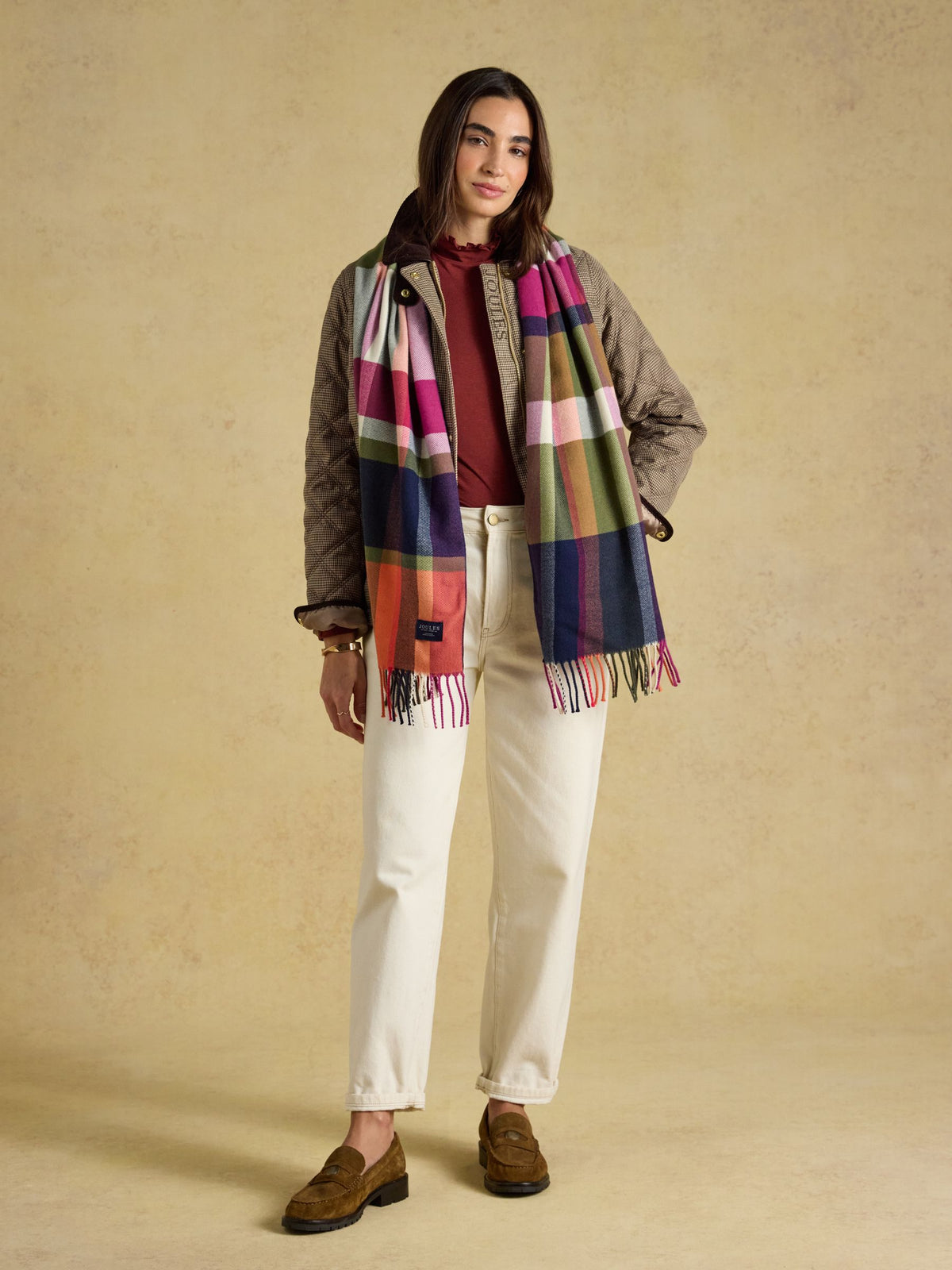 Women's Joules Langtree Long Brushed Stripe Scarf