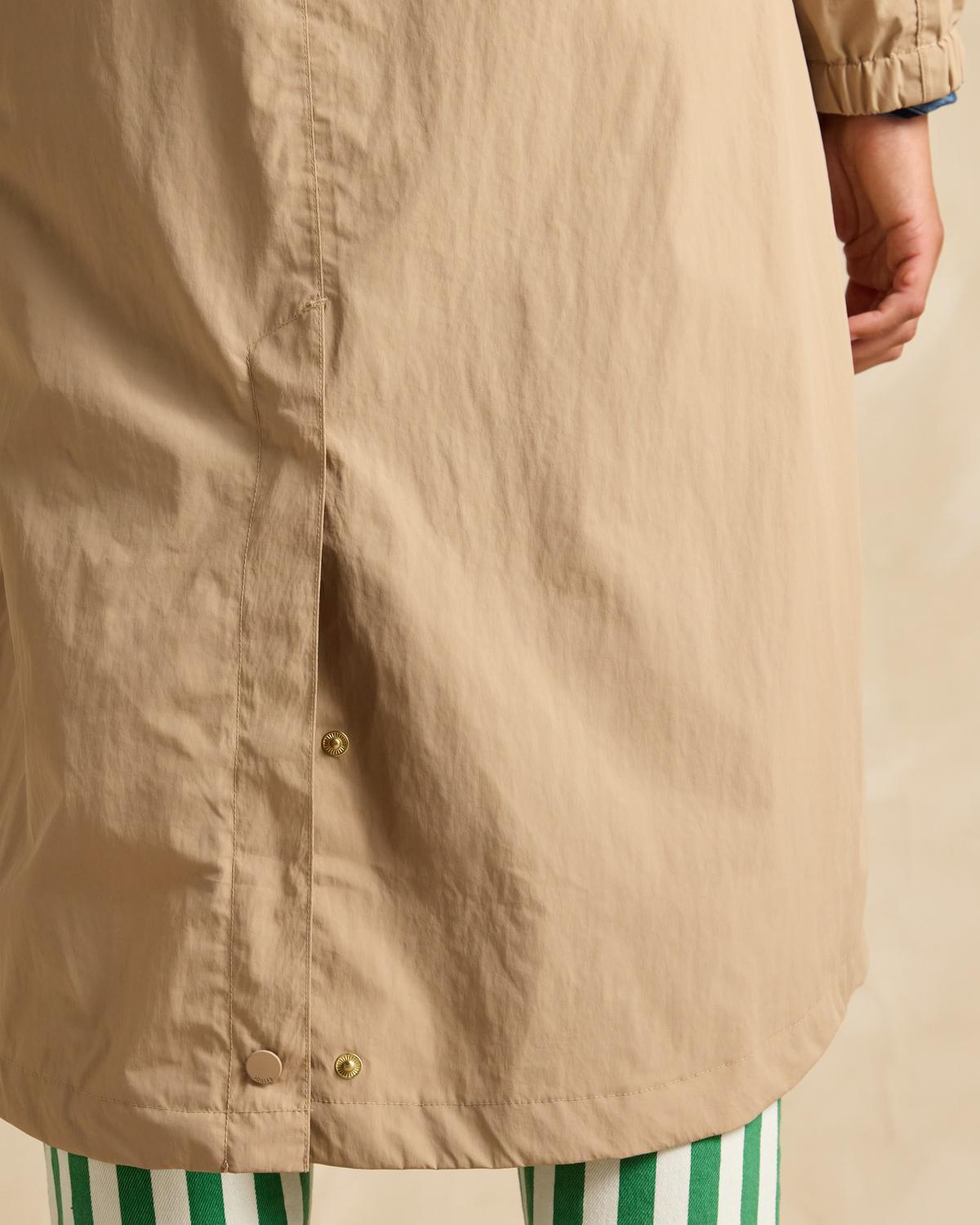 Tan Brown Waterproof Coat Back Detail: JOULES Hensley, Popper Fastening & Vent