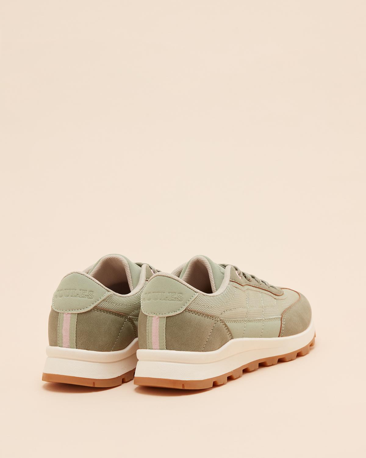 JOULES PARKFIELD Ladies Trainers Khaki Green: Mesh, Faux Leather & Suede, Chunky Sole, Lace-Up, Comfortable & Stylish