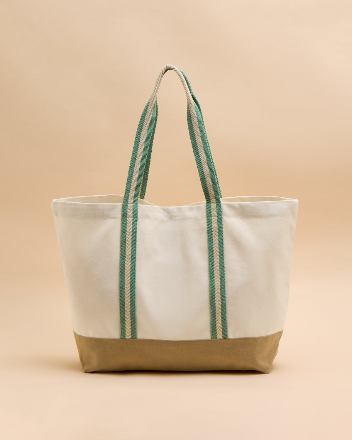 Joules Promenade Canvas Beach Bag - Neutral Tote with Striped Straps, Cotton, Summer Bag