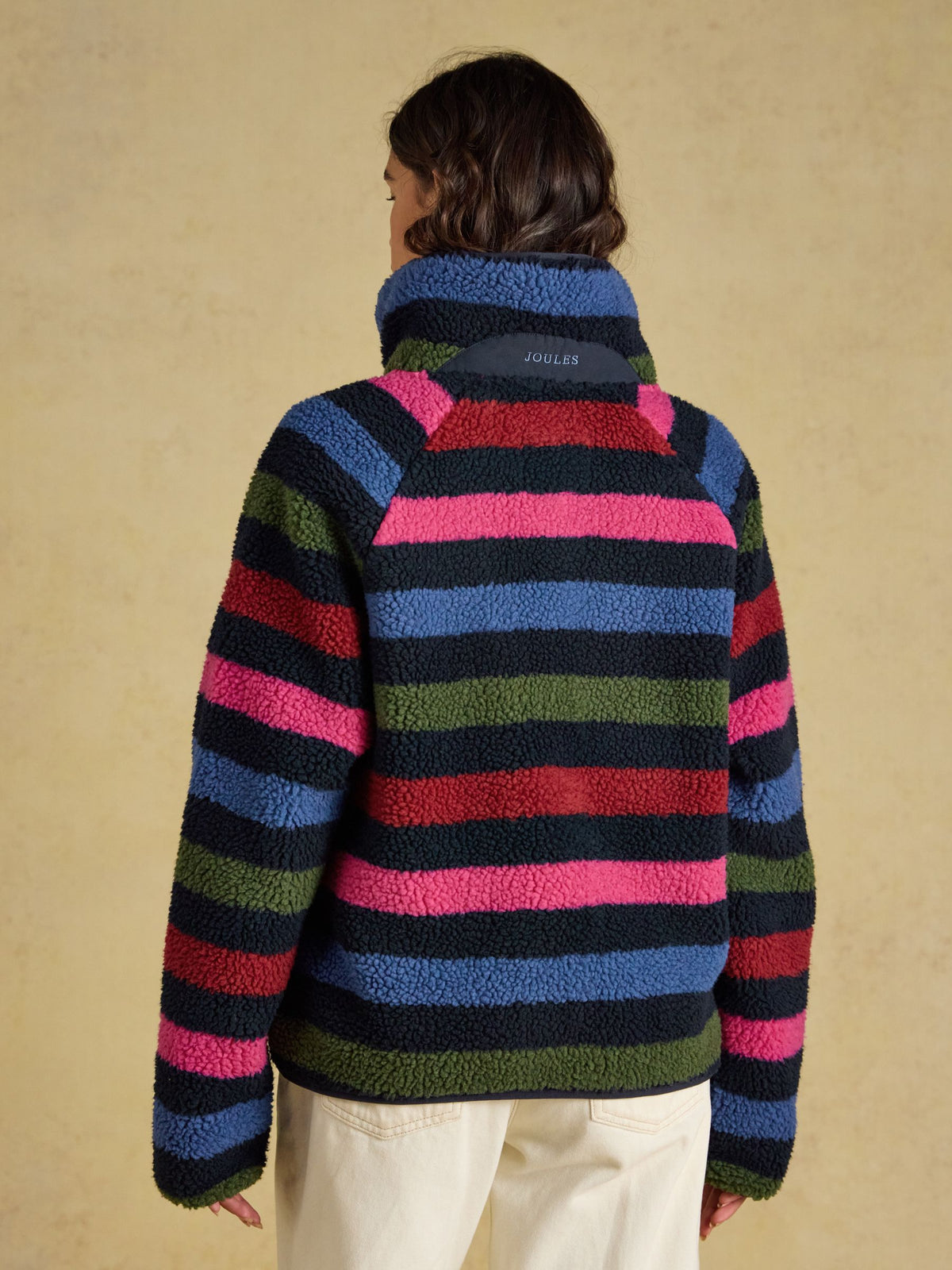 Joules Women's Navy Stripe Borg Fleece Jacket | Cozy Striped Pullover for Outdoor Adventures