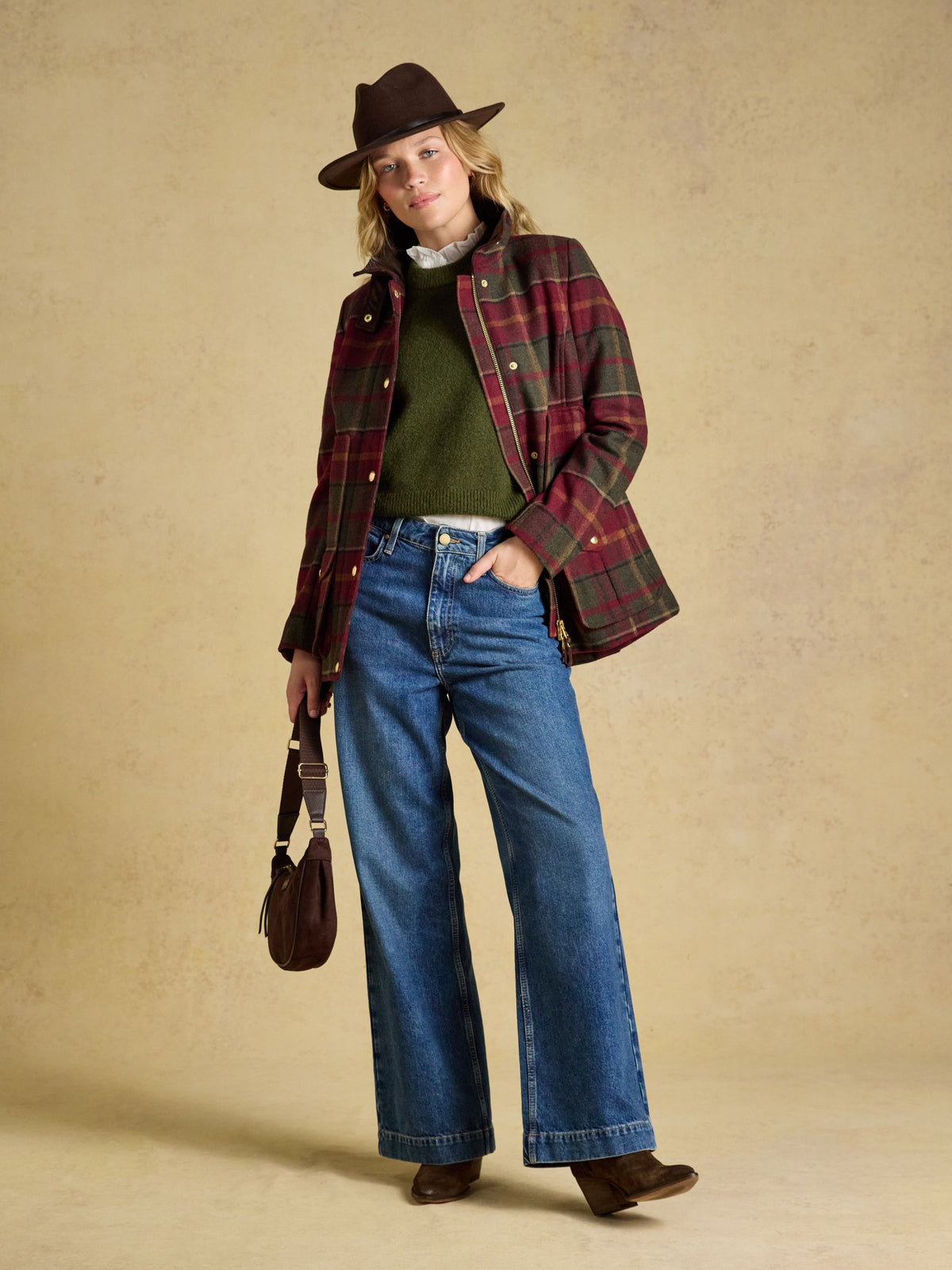 Joules red check tweed heritage field coat for women - stylish outdoor country wear