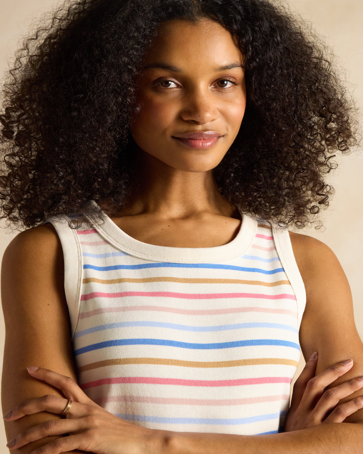 JOULES Harbour Vest Multi Stripe: Women's striped cotton tank top, stylish sleeveless fashion for summer, available at Equiflair.