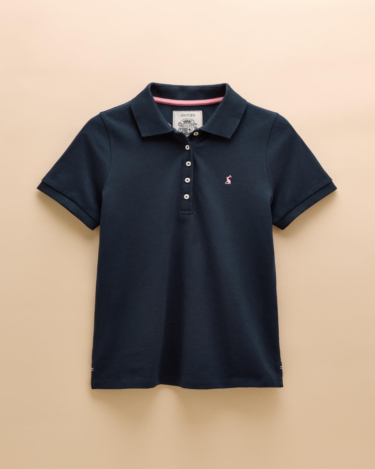 Joules Woody Ladies Navy Polo Shirt - Classic Fit, Cotton Pique, Short Sleeve. Find it at Equiflair
