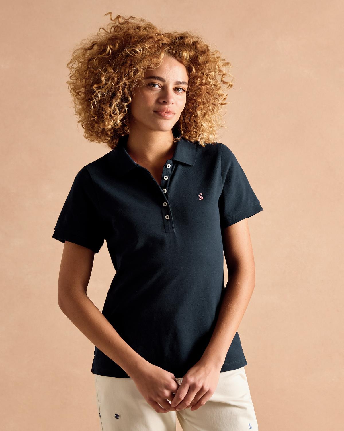 Joules Woody Ladies Polo Shirt - Navy Cotton Equestrian Top