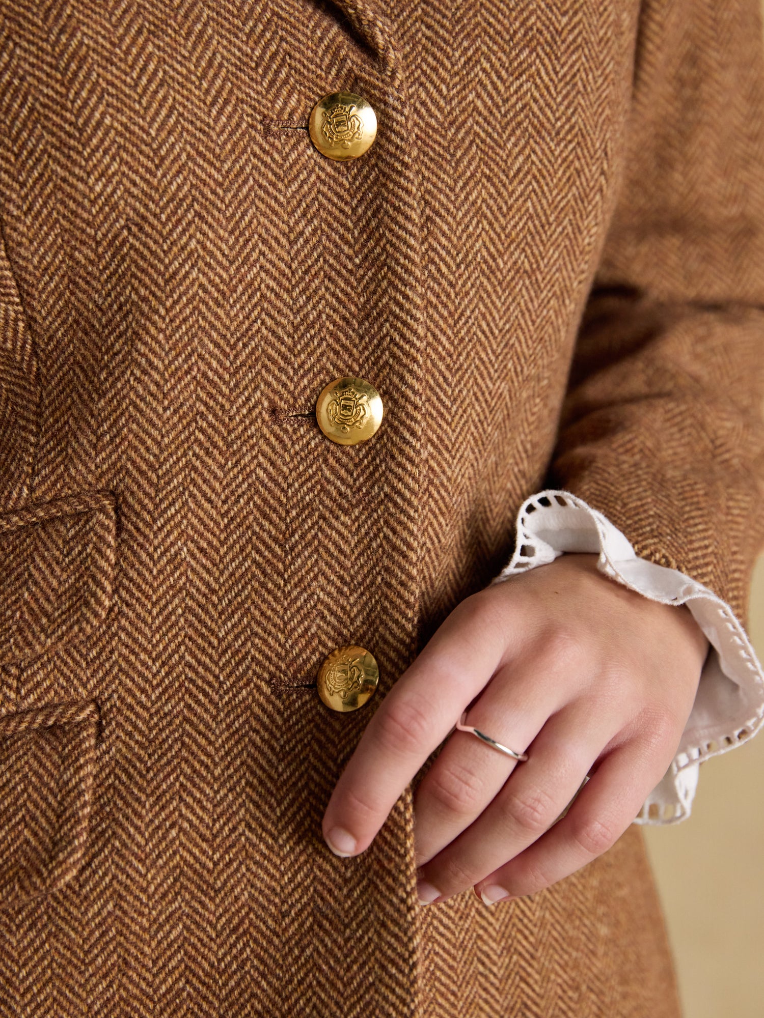 Joules Canterly Brown Herringbone Tweed Hacking Jacket