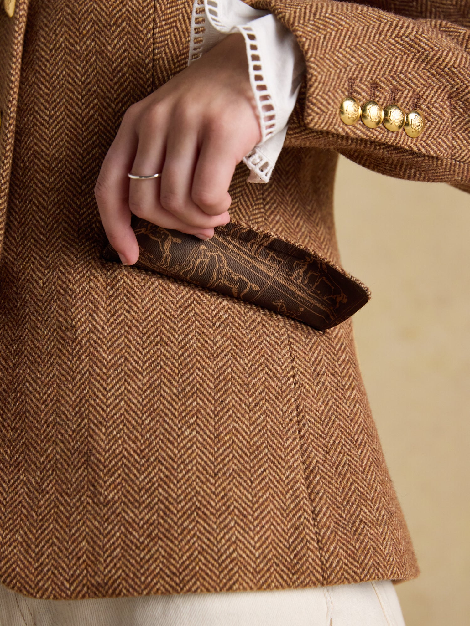 Joules Canterly Brown Herringbone Tweed Hacking Jacket