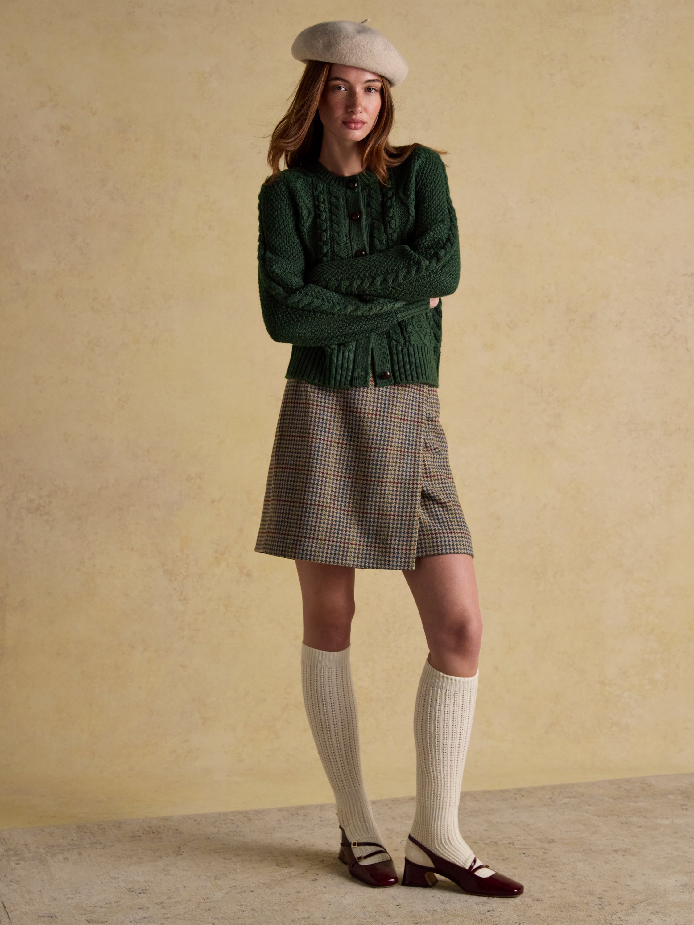 Equiflair Rafferty Green Cable Knit Cardigan - Women's Wool Blend Sweater