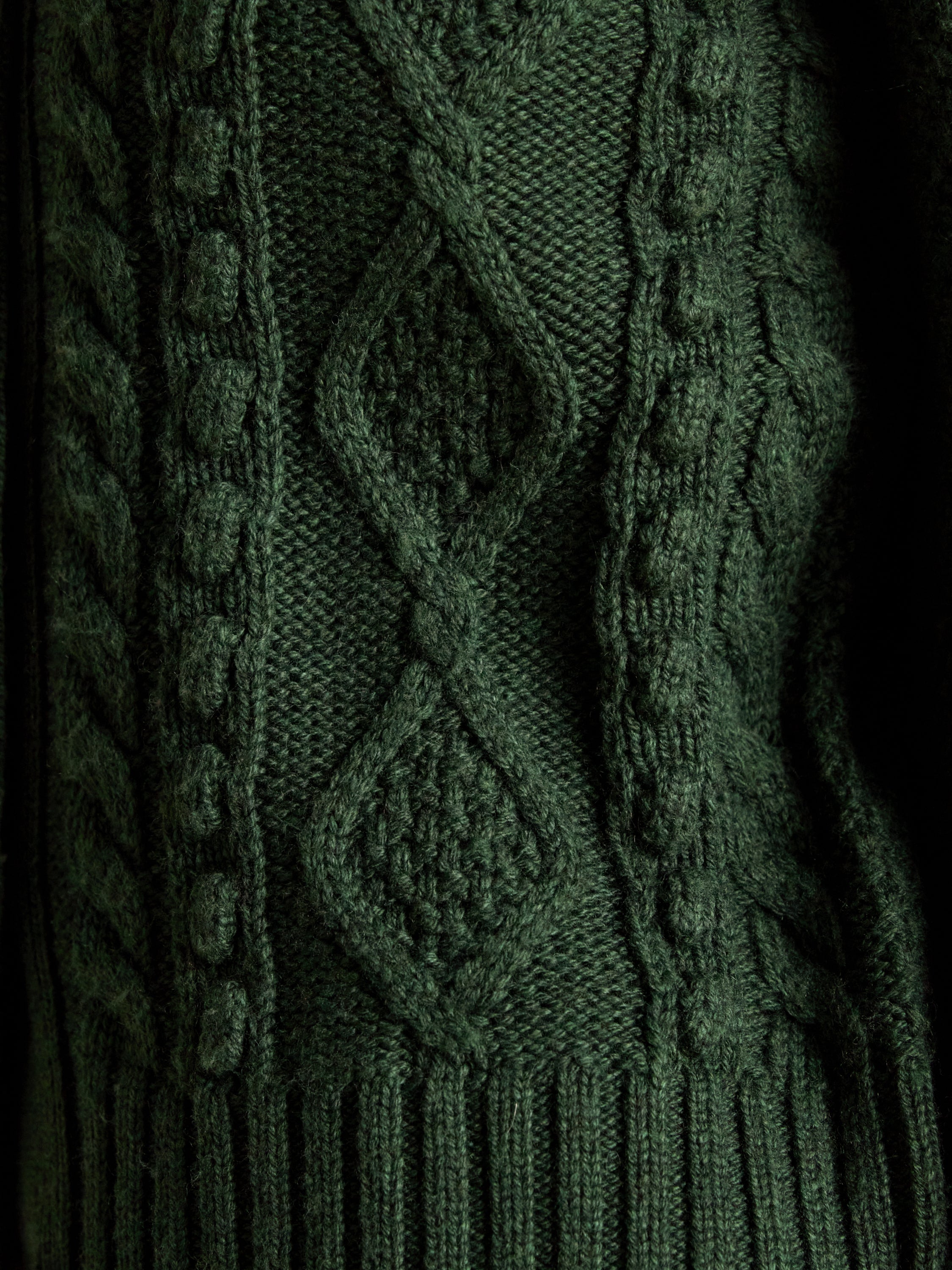 Rafferty Green Cable Knit Cardigan - Wool Blend Button Up Sweater for Women