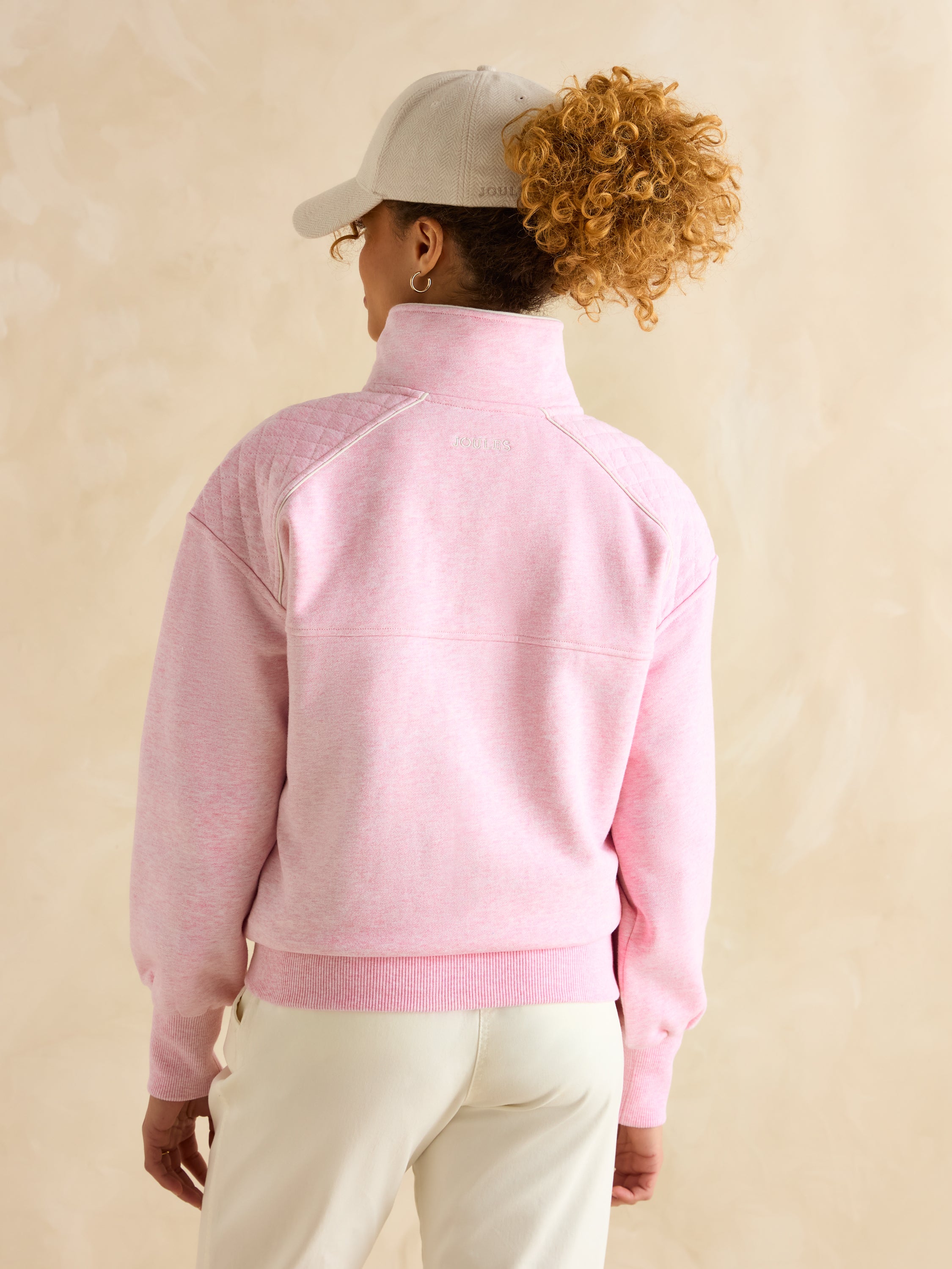 JOULES Racquet Half Zip Pink Sweatshirt - Women's Fashion