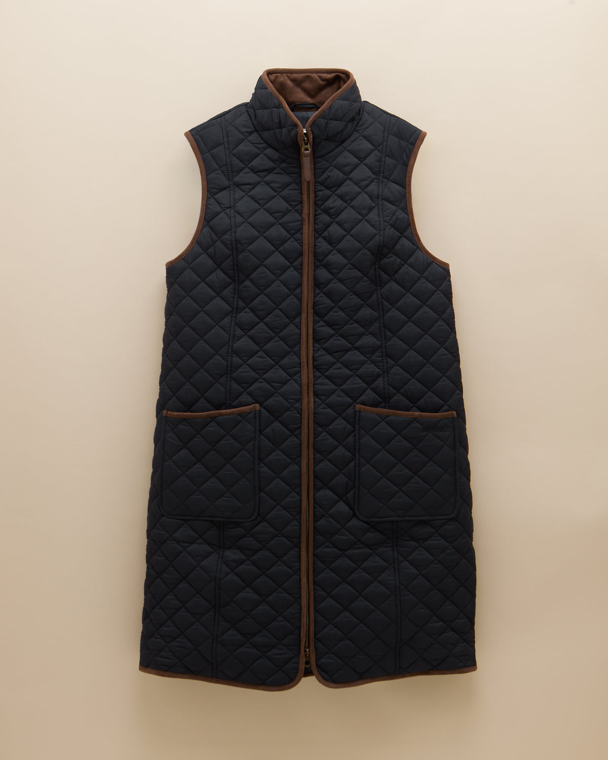 JOULES Sutton Navy Quilted Gilet - Showerproof Longline Vest with Pockets