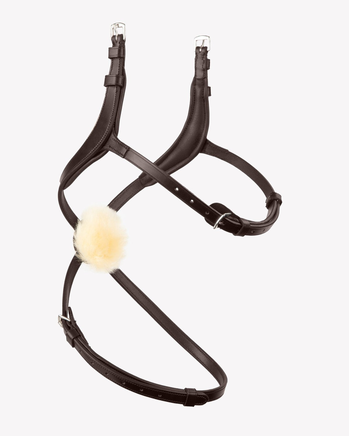 Premier Equine Glorioso Mexican Grackle Noseband Brown Leather with Merino Wool Pad - Anatomical Horse Tack