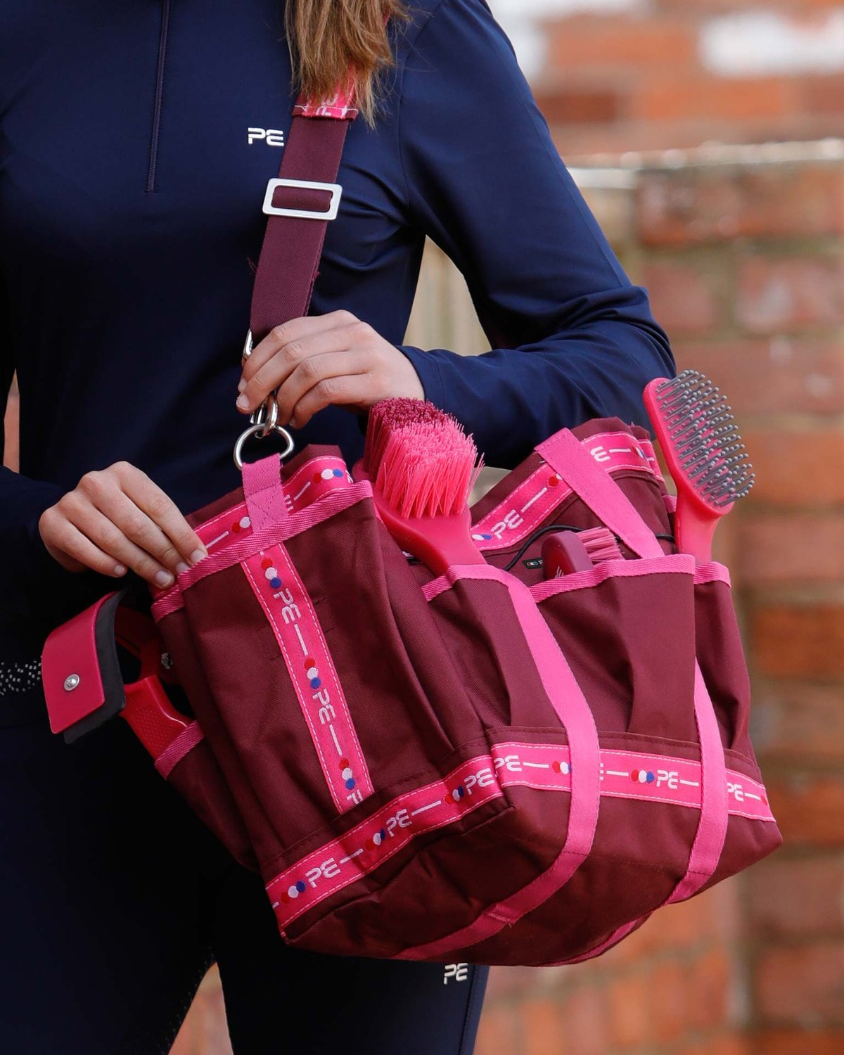 Premier Equine Grooming Kit Bag Wine & Fuchsia