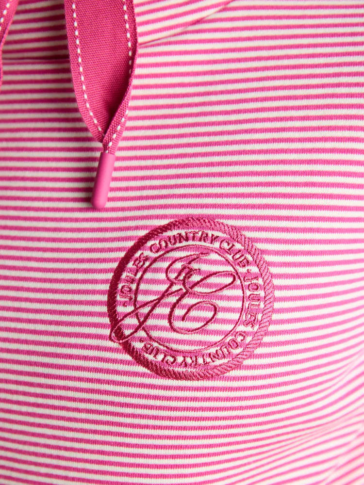 Joules Rushton Pink & White Striped Cotton Cowl Neck Hoodie