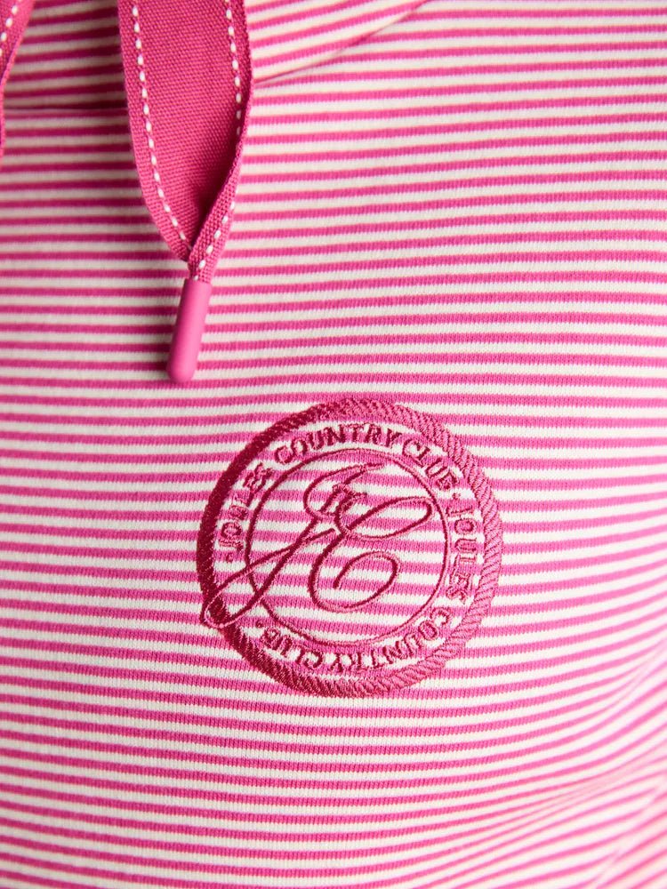 Joules Rushton Pink & White Striped Cotton Cowl Neck Hoodie | Equiflair