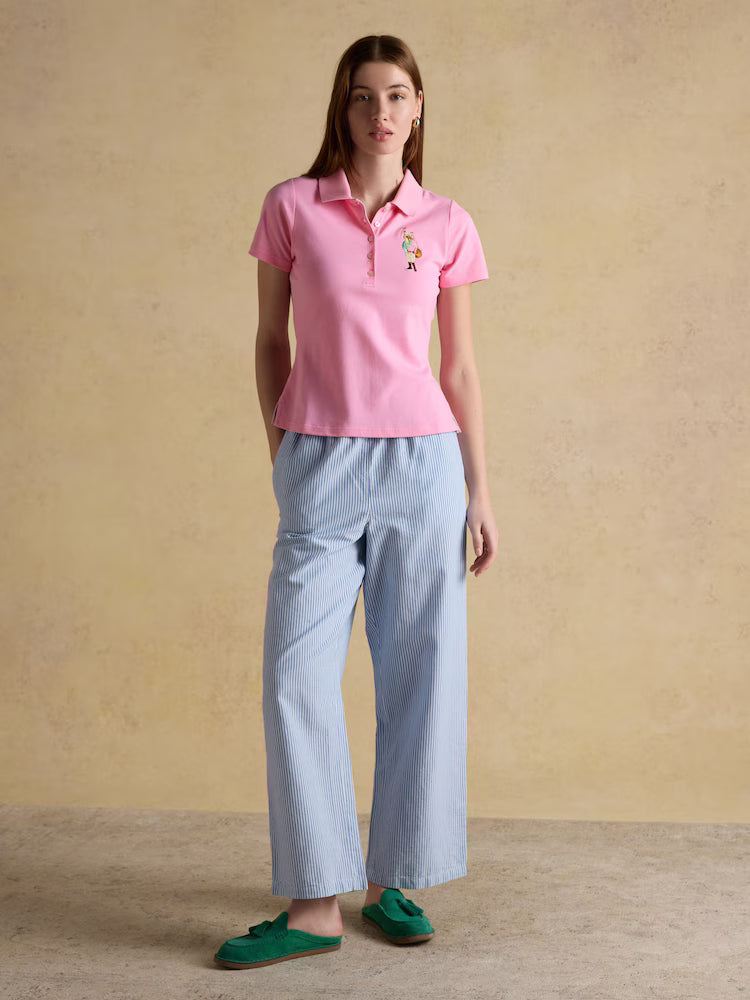 Joules Jonty Fox Pink Slim Fit Cotton Pique Polo Shirt
