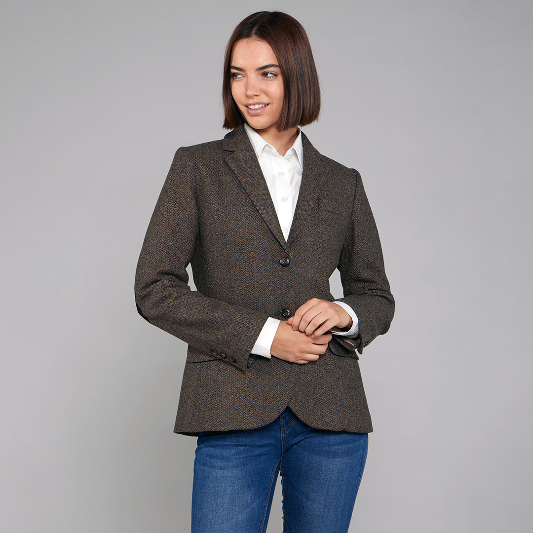Brown TOGGI HARVARD TWEED BLAZER JACKET - Flattering fit, English country style.