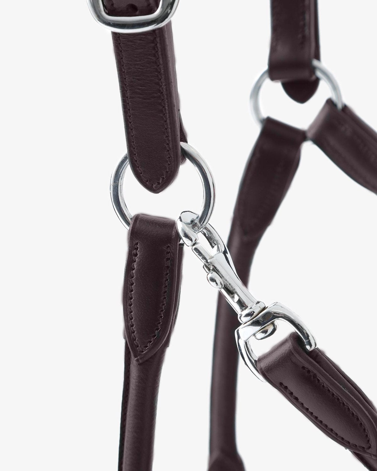 Premier Equine Hennaroso Brown Leather Headcollar: Anatomic Design, Rolled Leather Details, Stainless Steel Buckles