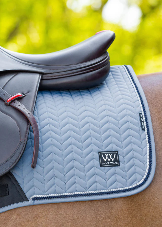 Woof Wear Herringbone Close Contact Saddle Pad - Steel Blue for Equestrian Training