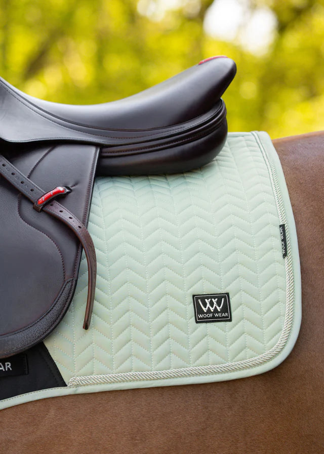 Woof Wear Herringbone Sage Saddle Pad on Horse - Close Contact Equestrian Style from Equiflair