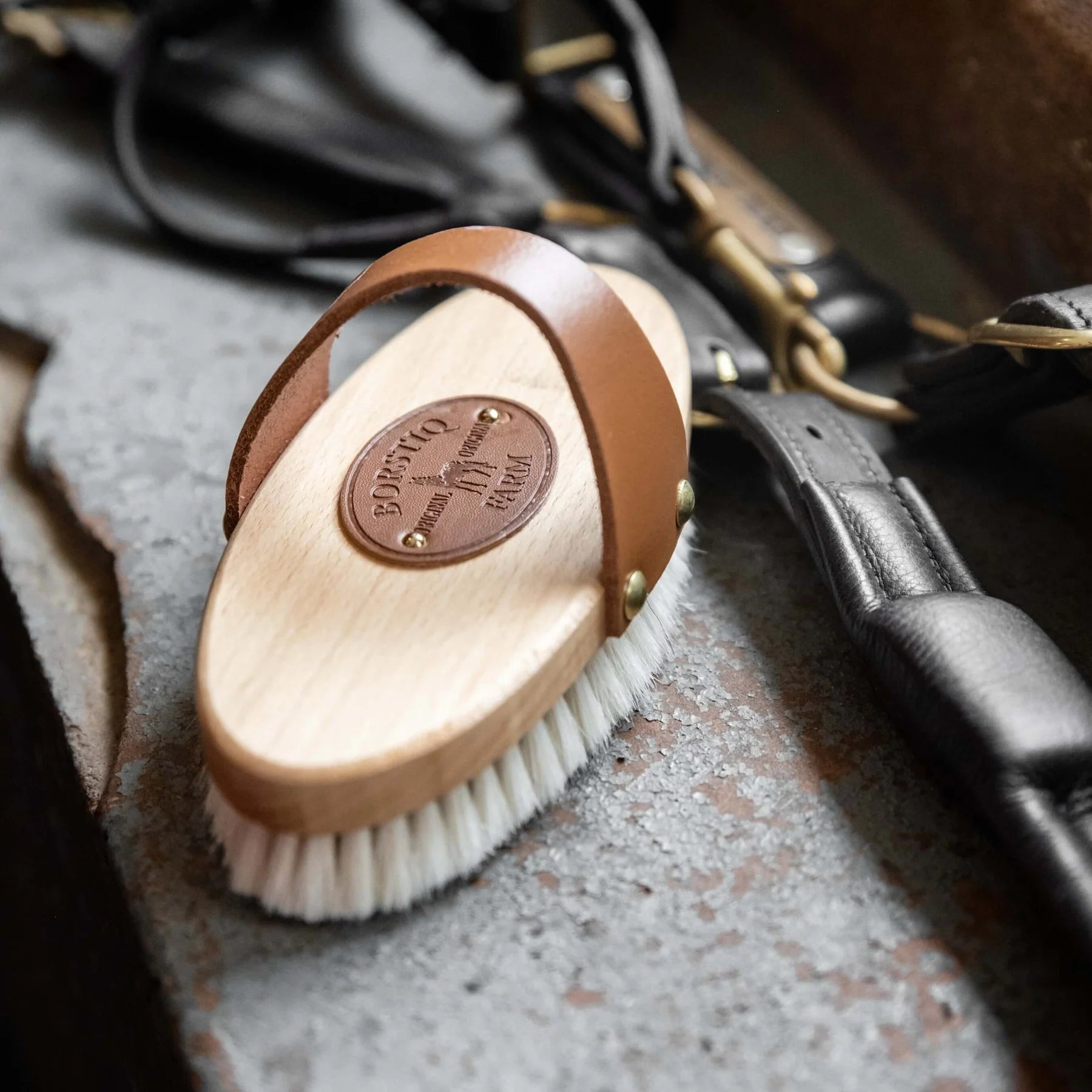 Goat Hair Horse Grooming Brush - Finishing Brush for Equine Care