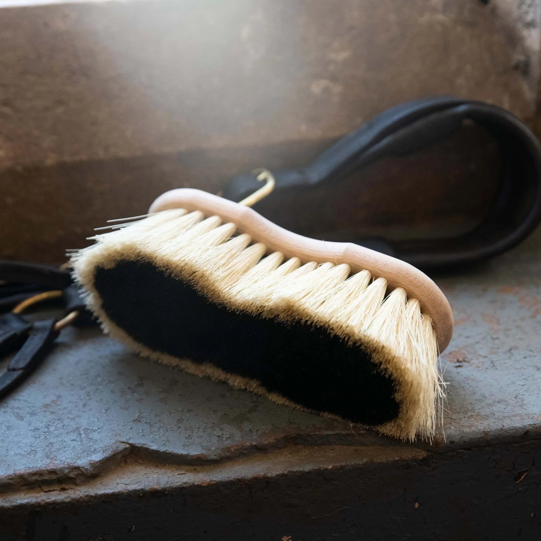 Borstiq Shaped Mex Soft Brush for horse grooming - Equiflair. Premium equestrian brush with soft horse hair bristles.
