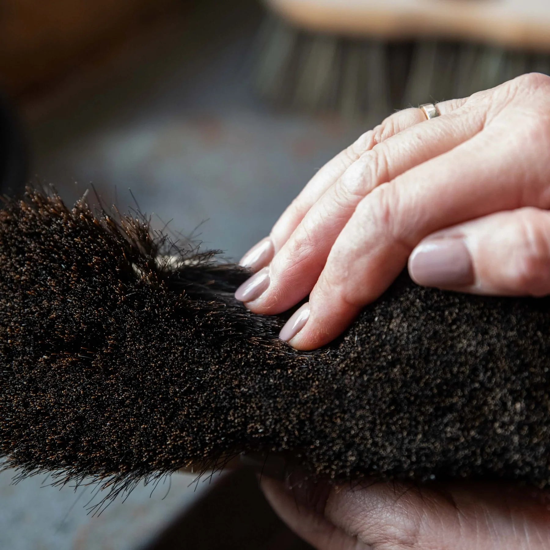 Borstiq Shaped Finishing Horse Brush - Soft Horse Hair Grooming Tool - Equiflair