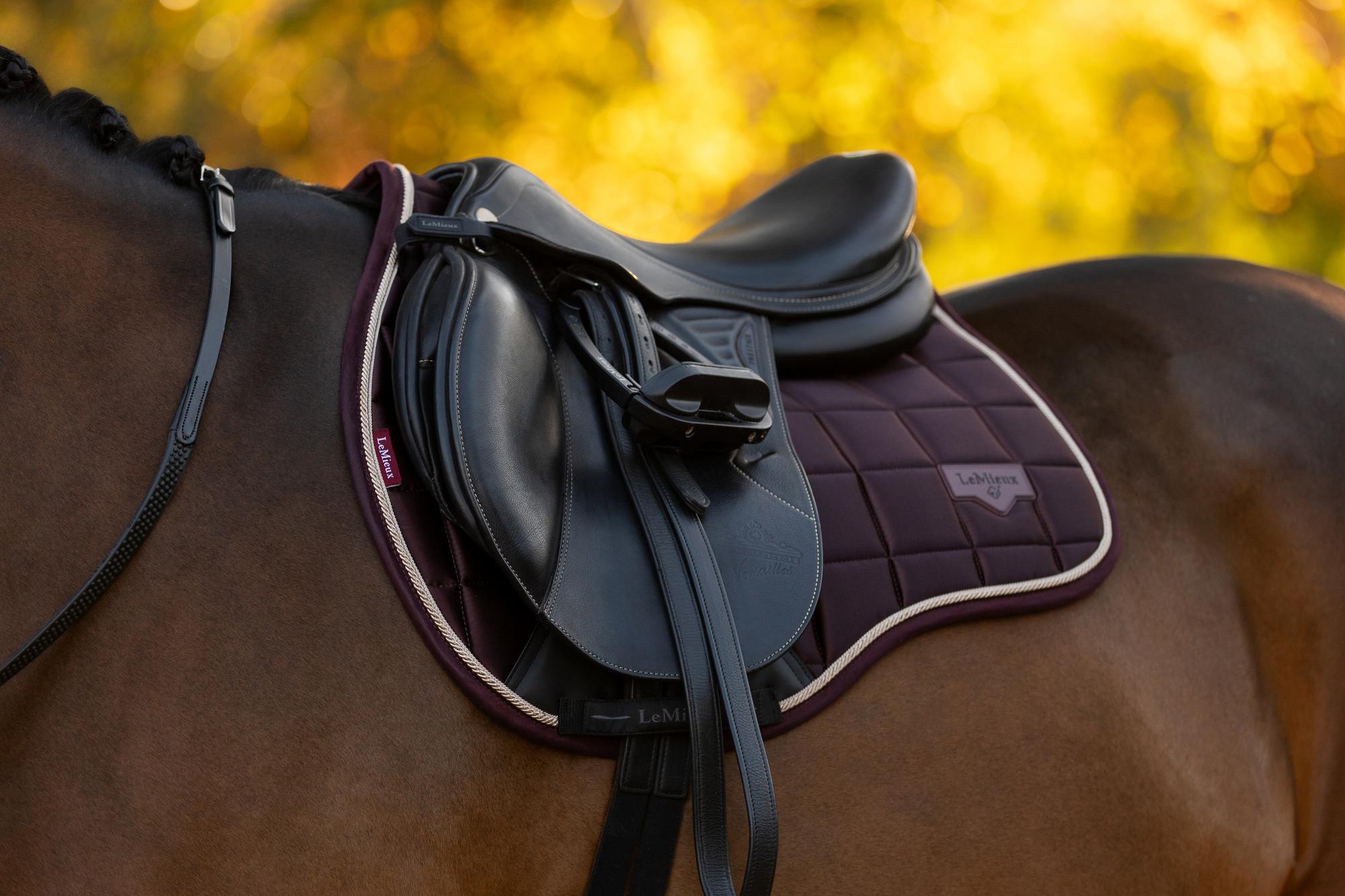 LeMieux Loire Classic GP Square Damson Saddle Pad. Stylish horse riding equipment, high-quality design. Shop now!