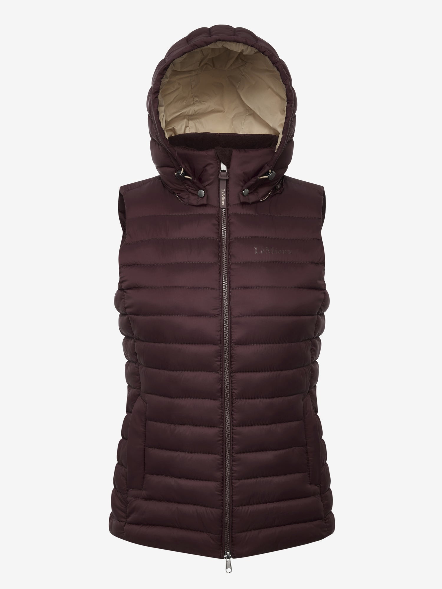 LEMIEUX ROSE HOODED PUFFER GILET DAMSON: Water-resistant Lightweight Gilet with Hood by Equiflair