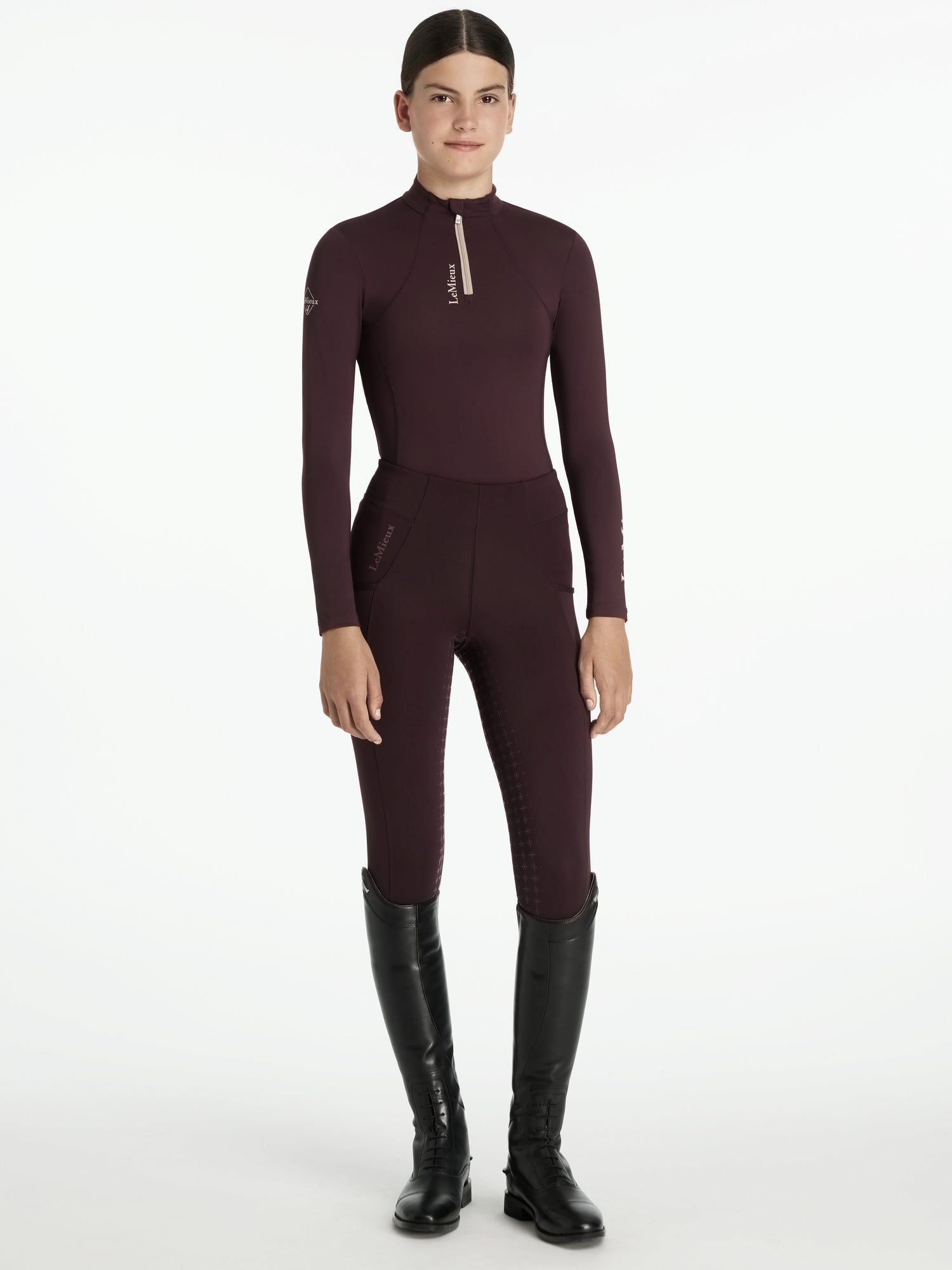 LEMIEUX Young Rider Classique Base Layer - Damson equestrian riding apparel.